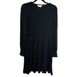 BODEN Polka Dot jersey long sleeve smocked Dress 6